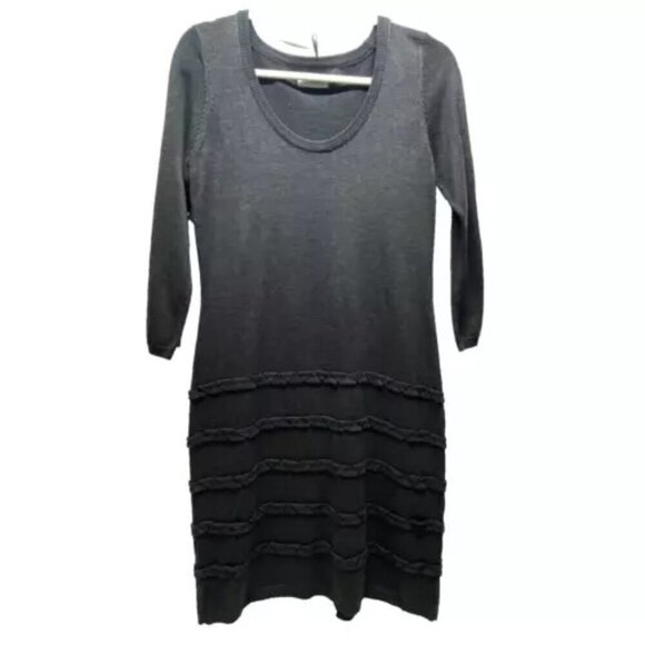 Calvin Klein Knit Sweater Dress Size Medium Charcoal Gray Fitted 3/4 Sleeve EUC - Picture 1 of 13